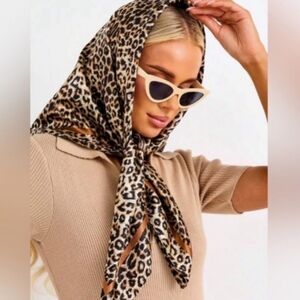 Leopard print Silky Satin Scarf / Head wrap